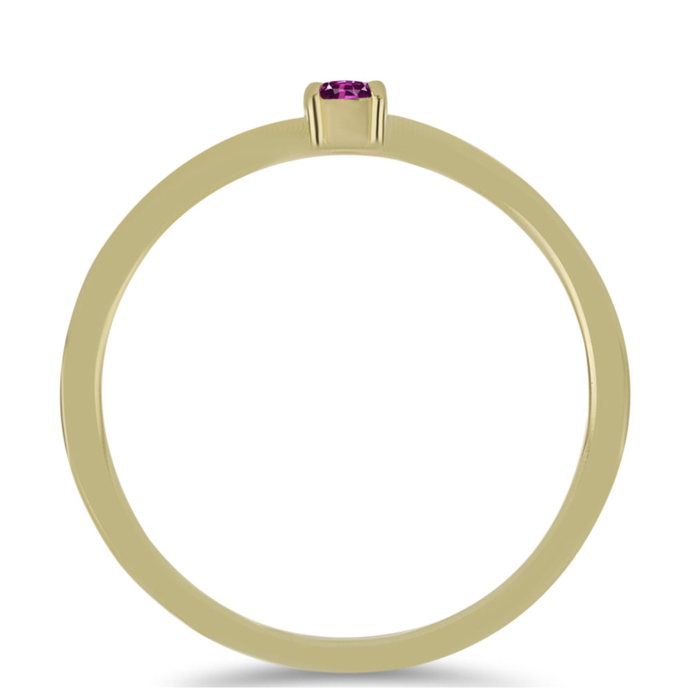 Anel de Prata com Banho de Ouro com Safira Roxa