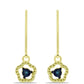 Brincos de Prata com Banho de Ouro com Diamante Azul