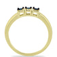 Anel de Prata com Banho de Ouro com Diamante Azul