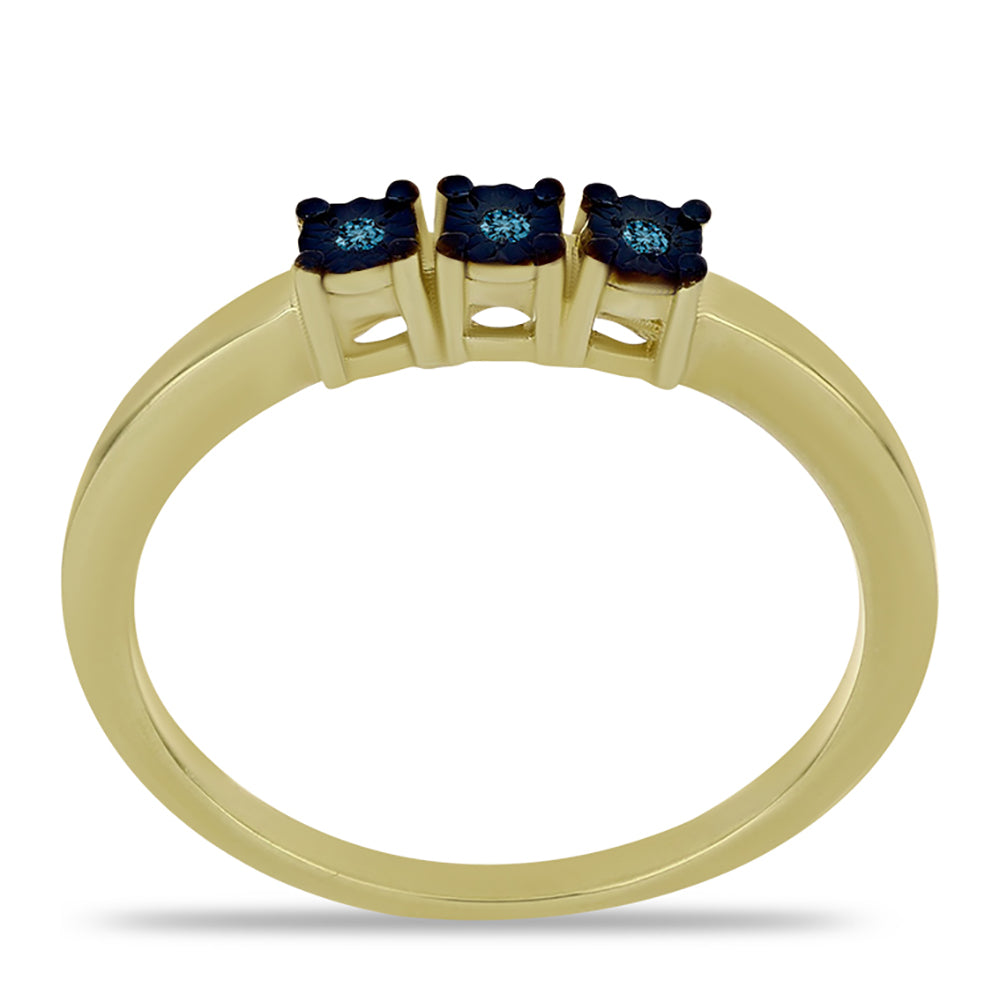 Anel de Prata com Banho de Ouro com Diamante Azul 3 