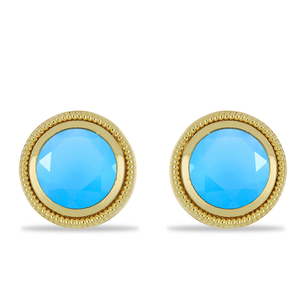 Brincos de Prata com Banho de Ouro com Calcedônia Aqua