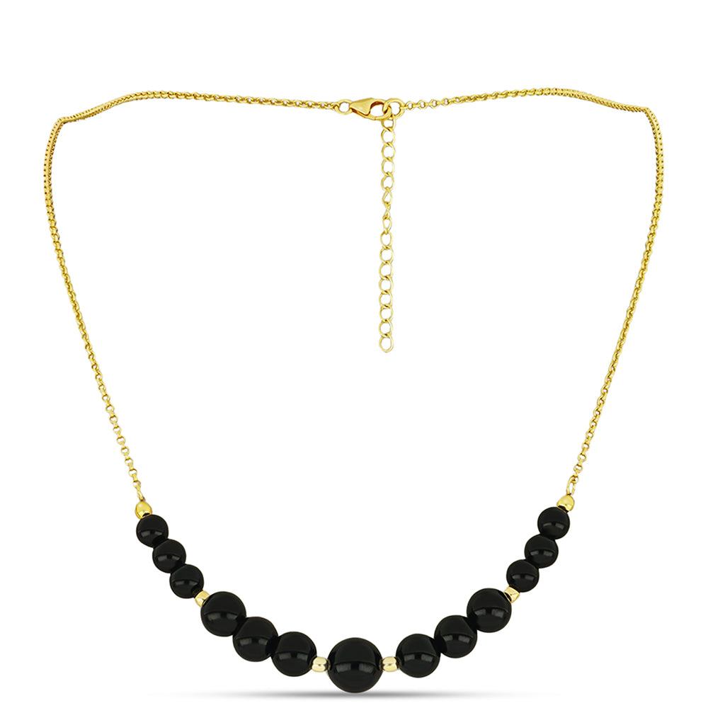 Colar de Prata com Banho de Ouro com Ónix Preta de Suwar  Contraste: Cabeca de Veado (800) 1 