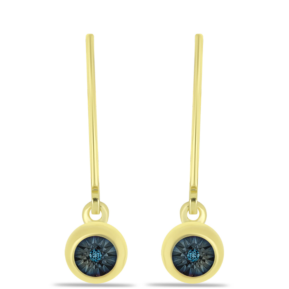 Brincos de Prata com Banho de Ouro com Diamante Azul 1 