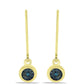Brincos de Prata com Banho de Ouro com Diamante Azul