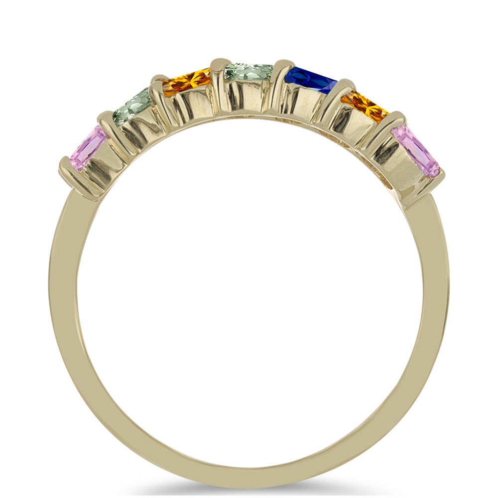 Anel de Prata com Banho de Ouro com Safira Arco-íris de Rosebery e Topázio Branco