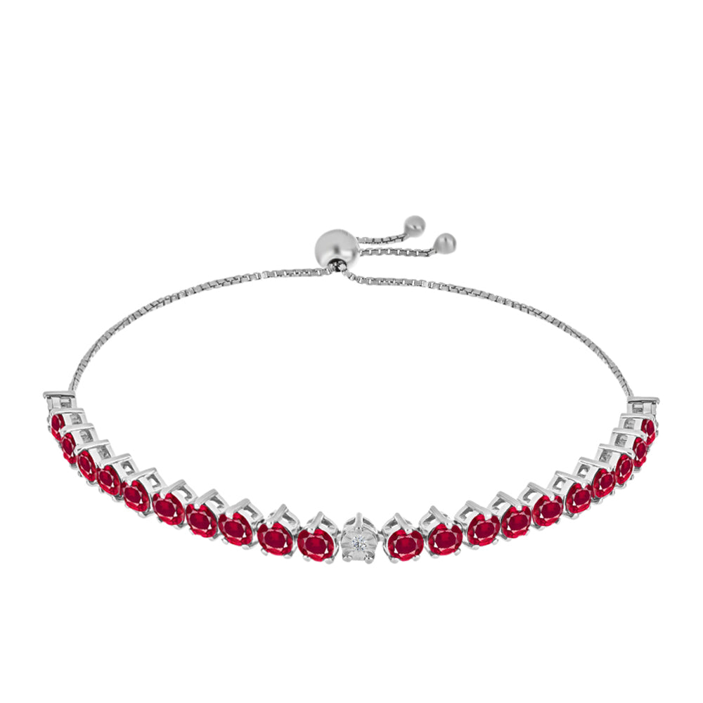 Pulseira de Prata com Rubi de Madagáscar e Diamante Brilhante  Contraste: Cabeca de Veado (800) 1 