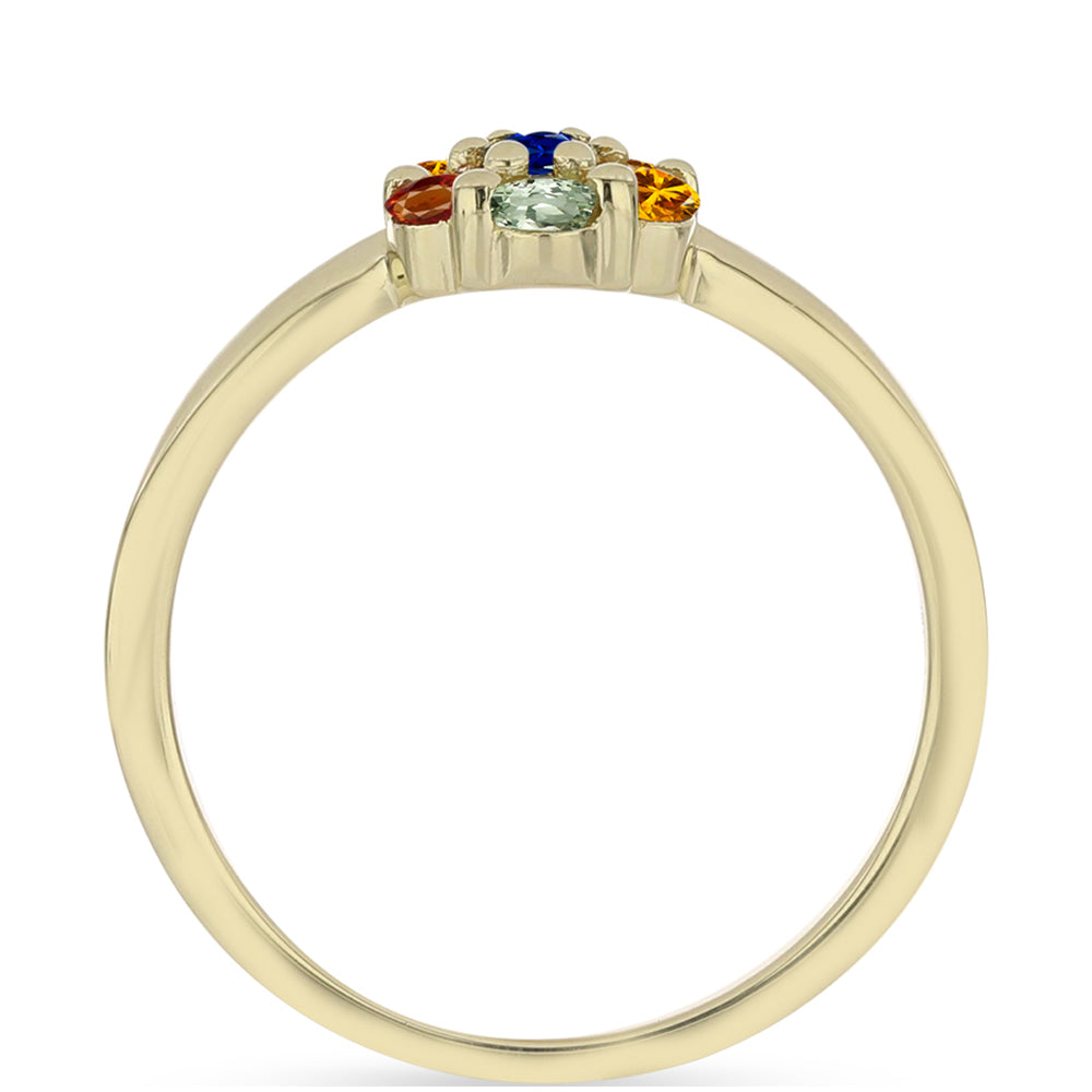 Anel de Prata com Banho de Ouro com Safira Arco-íris de Rosebery 2 