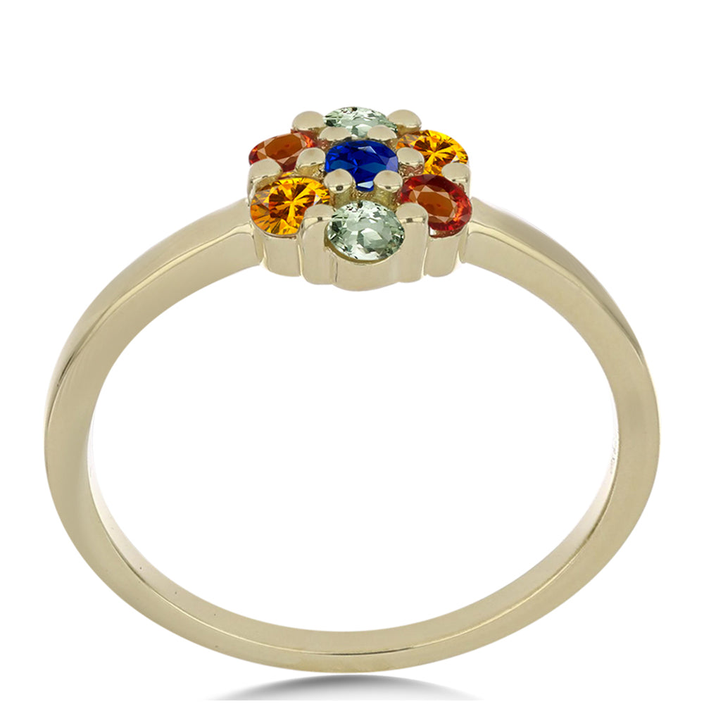 Anel de Prata com Banho de Ouro com Safira Arco-íris de Rosebery 3 