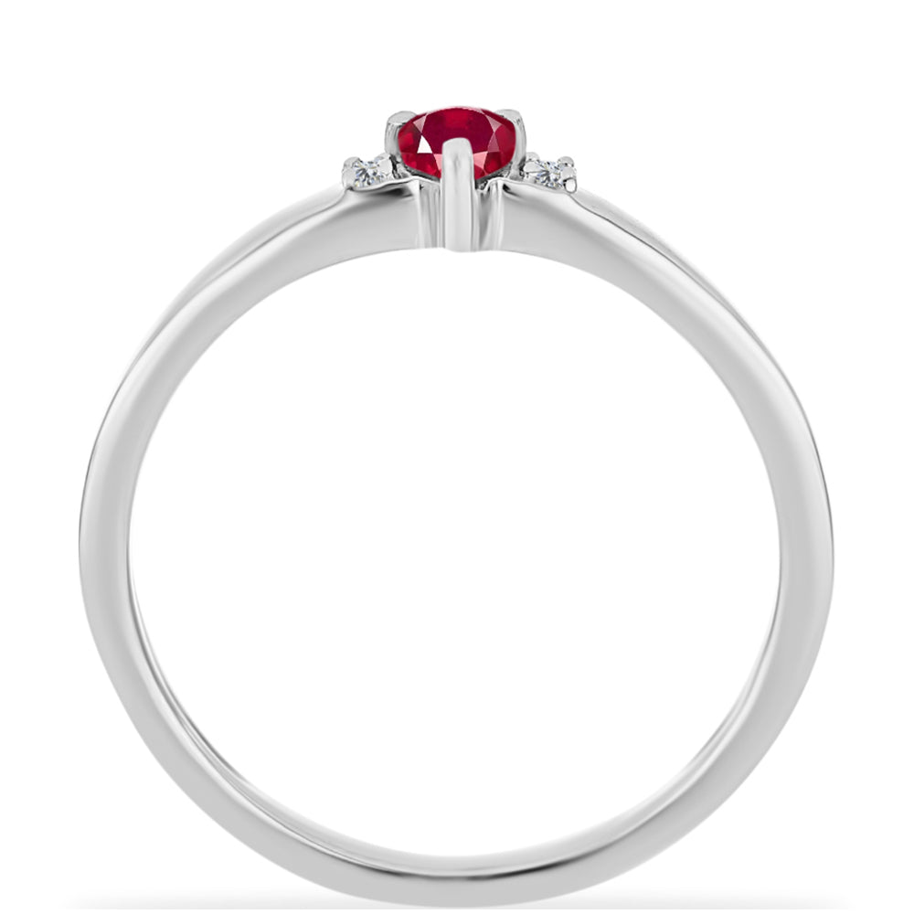 Anel de Prata com Rubi de Madagáscar e Diamante Branco 2 
