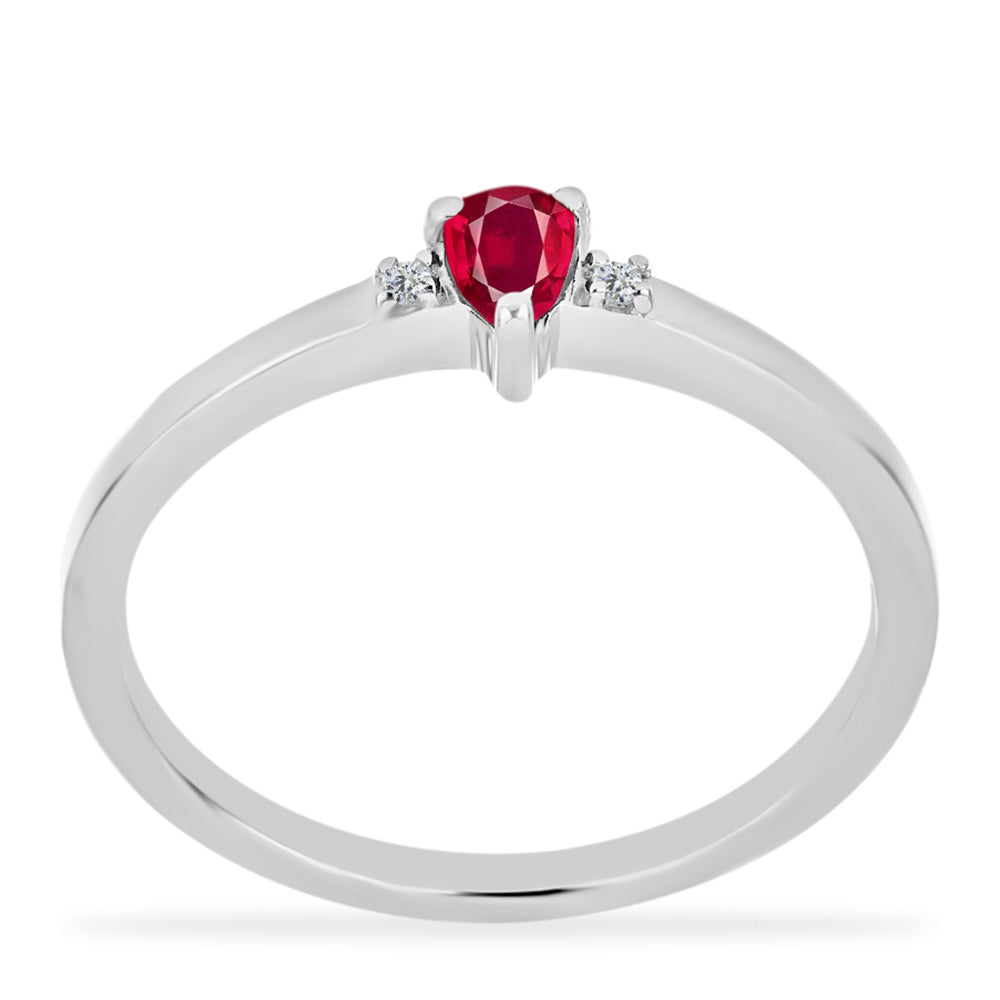 Anel de Prata com Rubi de Madagáscar e Diamante Branco 3 