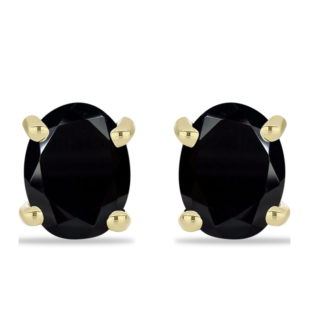 Brincos de Prata com Banho de Ouro com Ónix Preta de Suwar 1 