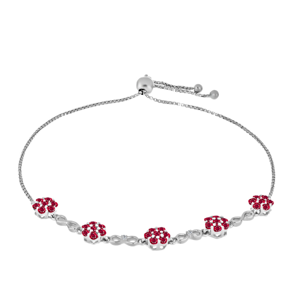 Pulseira de Prata com Rubi de Madagáscar e Diamante Branco  Contraste: Cabeca de Veado (800) 1 