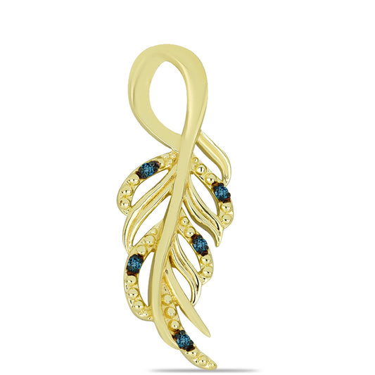Pendente de Prata com Banho de Ouro com Diamante Azul