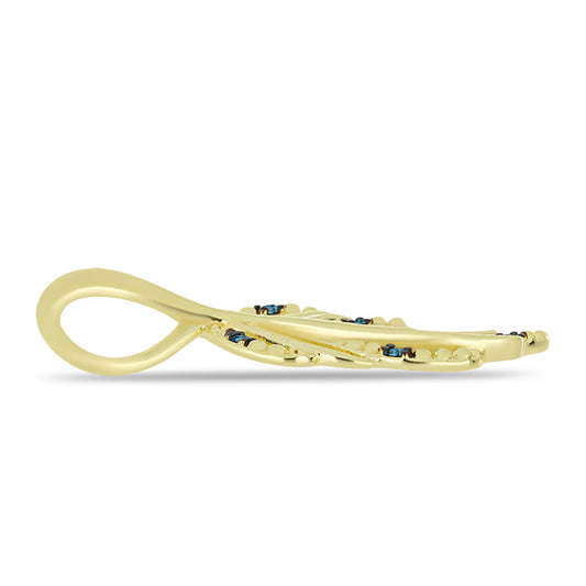Pendente de Prata com Banho de Ouro com Diamante Azul