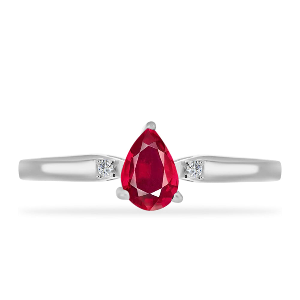 Anel de Prata com Rubi de Madagáscar e Diamante Branco