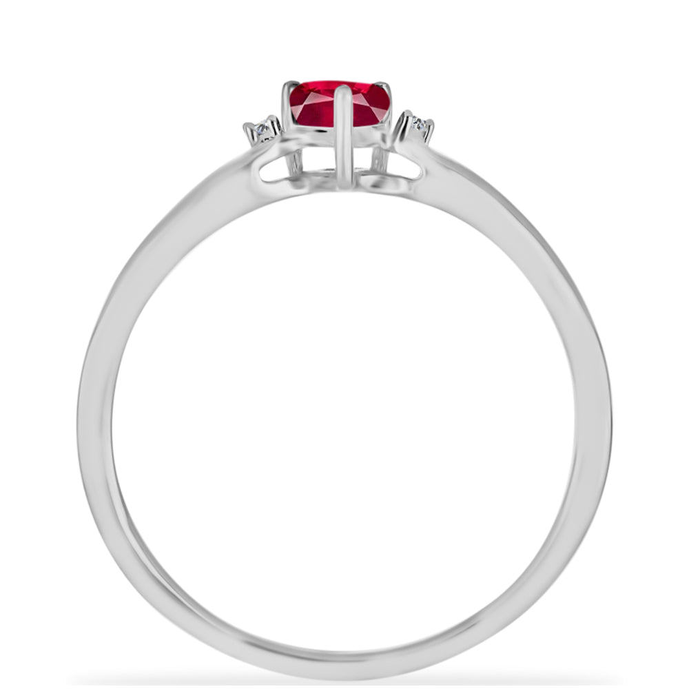 Anel de Prata com Rubi de Madagáscar e Diamante Branco