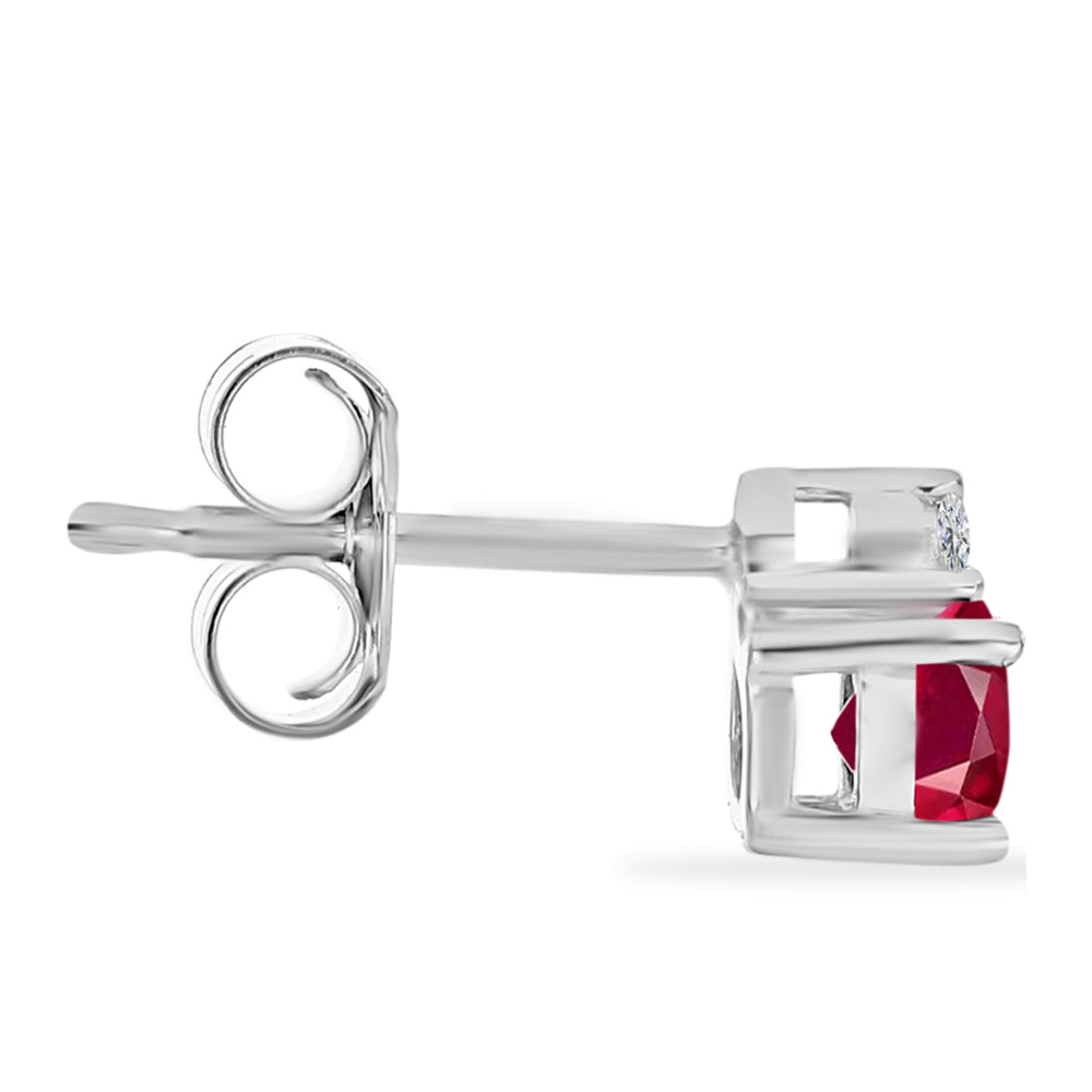Brincos de Prata com Rubi de Madagáscar e Diamante Branco 2 