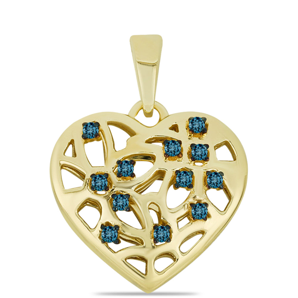 Pendente de Prata com Banho de Ouro com Diamante Azul 1 