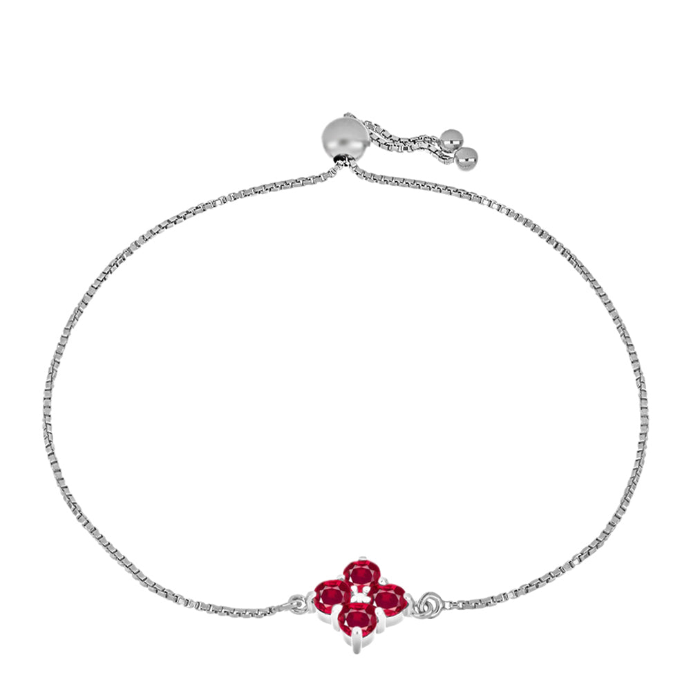 Pulseira de Prata com Rubi de Madagáscar e Diamante Branco