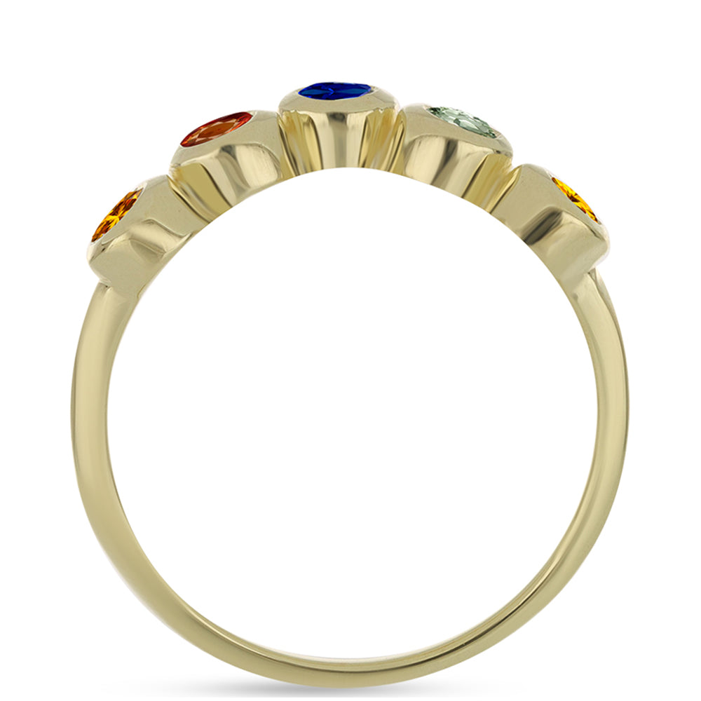 Anel de Prata com Banho de Ouro com Safira Arco-íris de Rosebery 2 