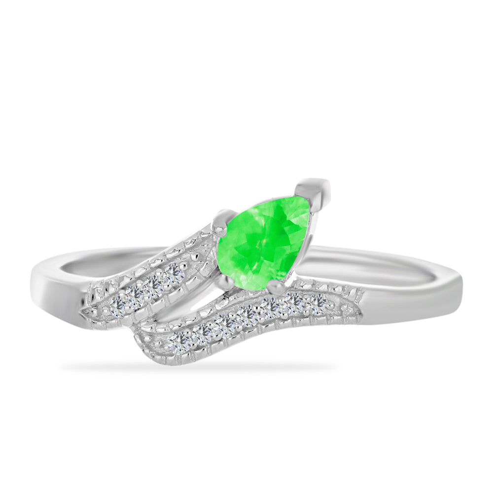 Anel de Prata com Opala Hialite e Topázio Branco