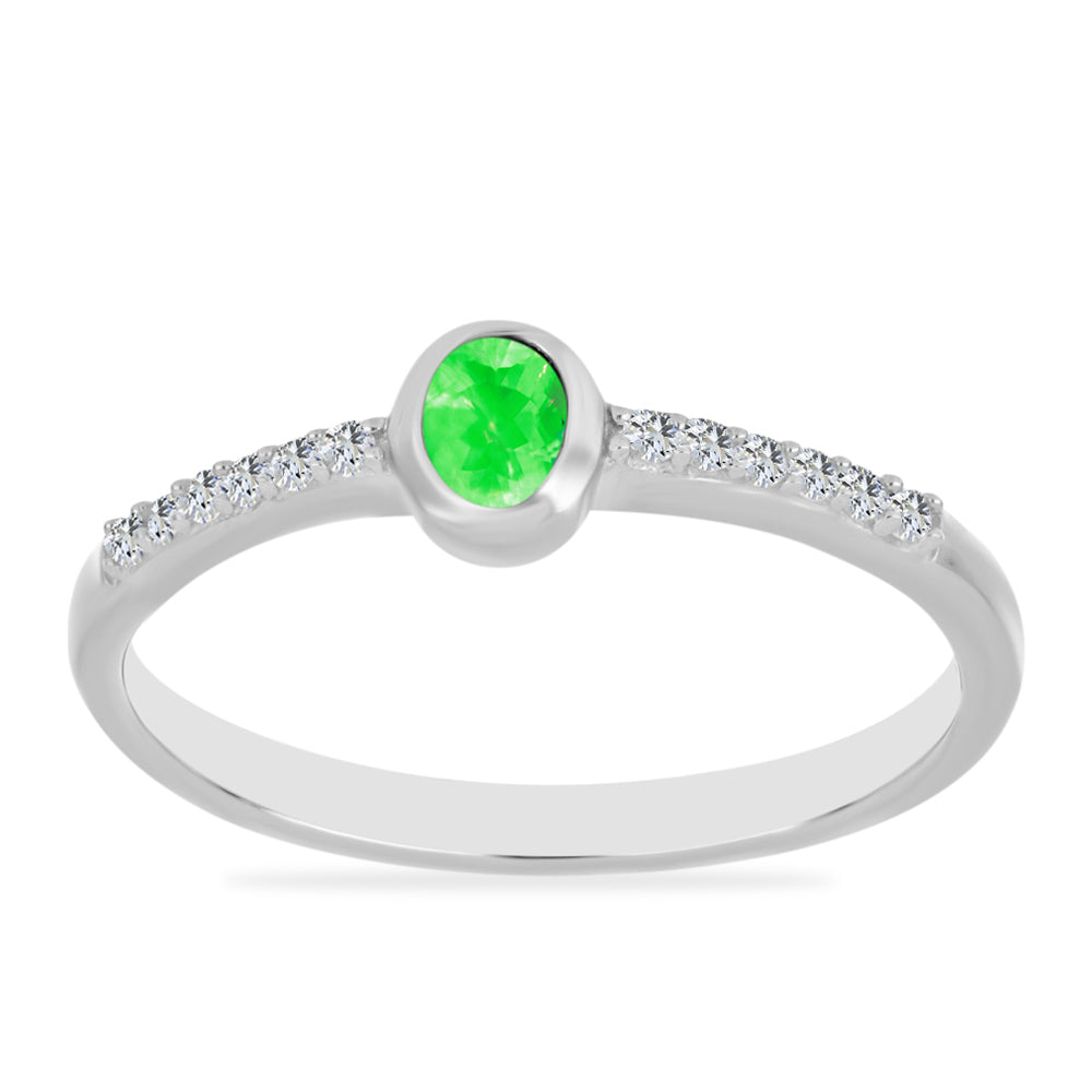 Anel de Prata com Opala Hialite e Topázio Branco 3 