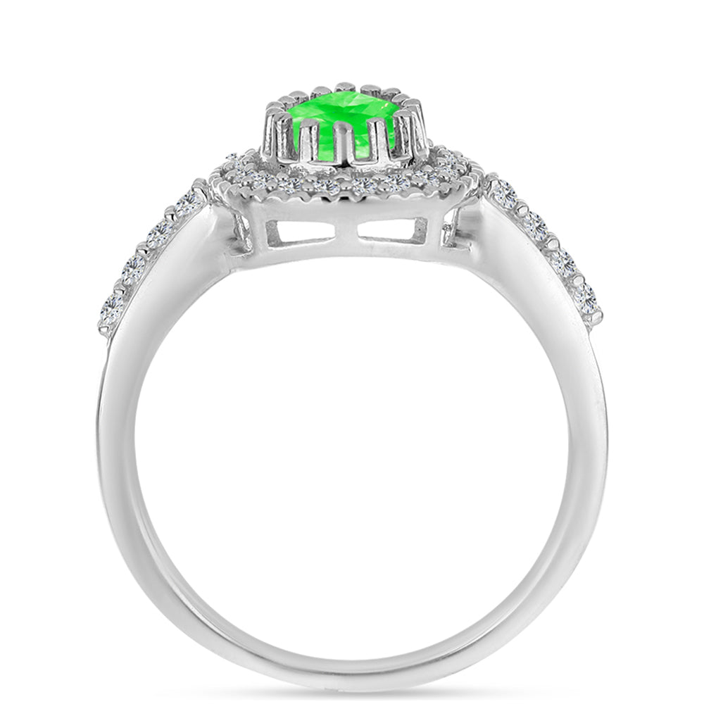 Anel de Prata com Opala Hialite e Topázio Branco  Contraste: Cabeca de Veado (800) 2 