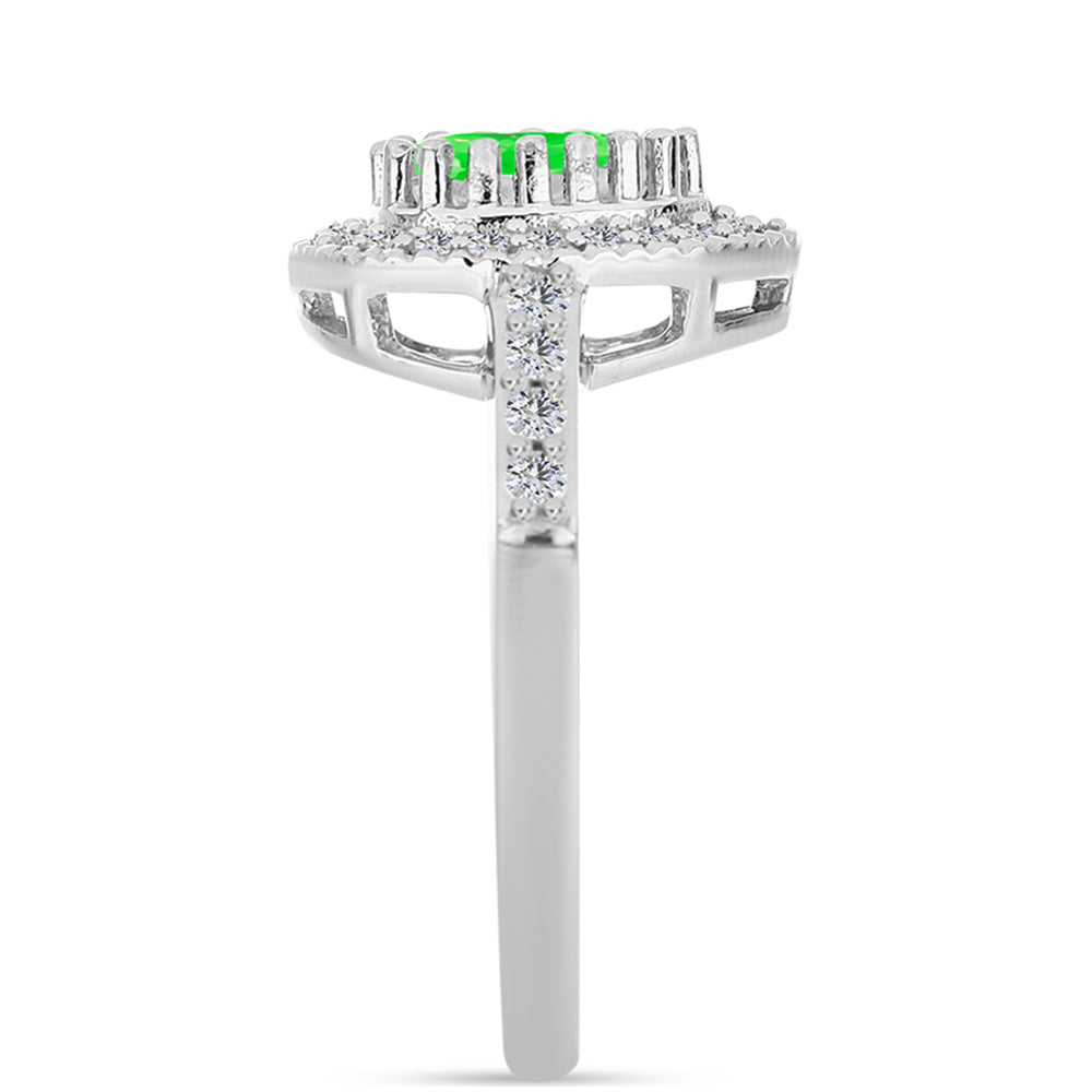 Anel de Prata com Opala Hialite e Topázio Branco  Contraste: Cabeca de Veado (800) 4 