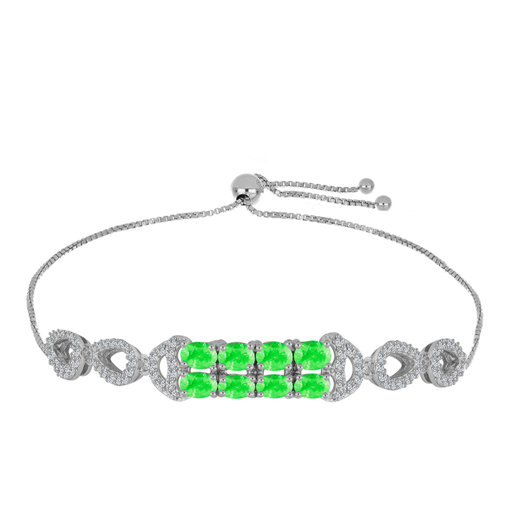 Pulseira de Prata com Opala Hialite e Topázio Branco  Contraste: Cabeca de Veado (800)