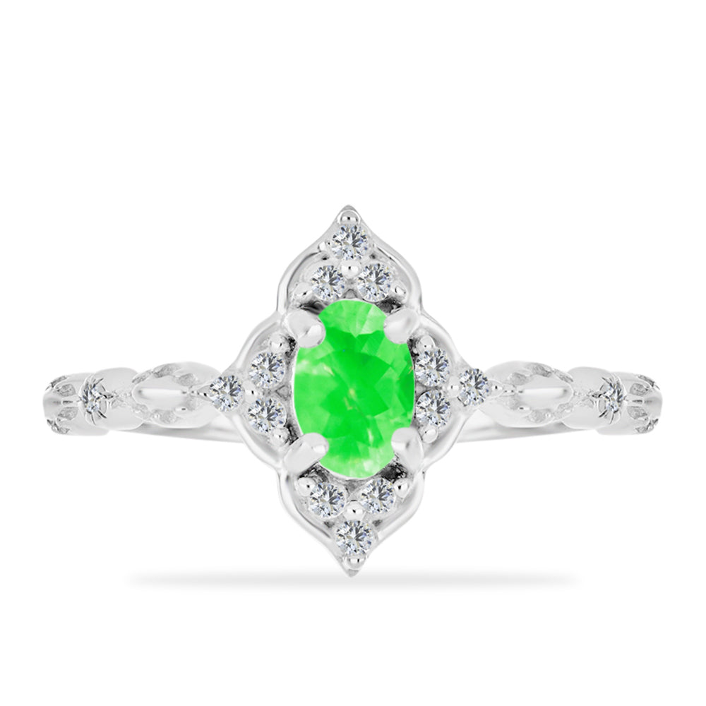 Anel de Prata com Opala Hialite e Topázio Branco