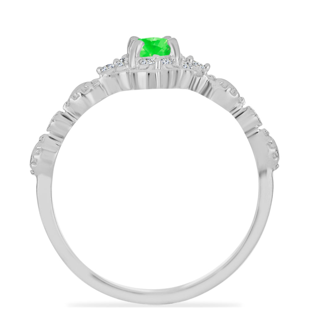 Anel de Prata com Opala Hialite e Topázio Branco