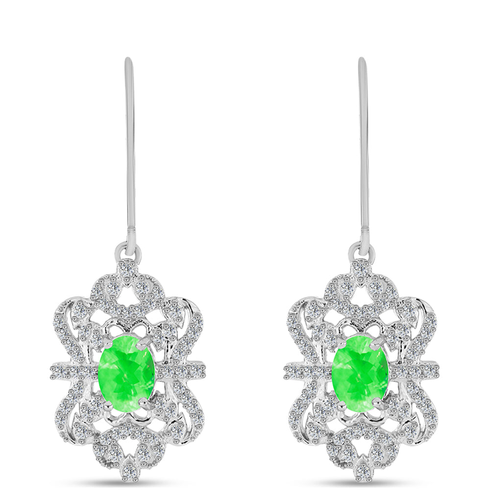 Brincos de Prata com Opala Hialite e Topázio Branco