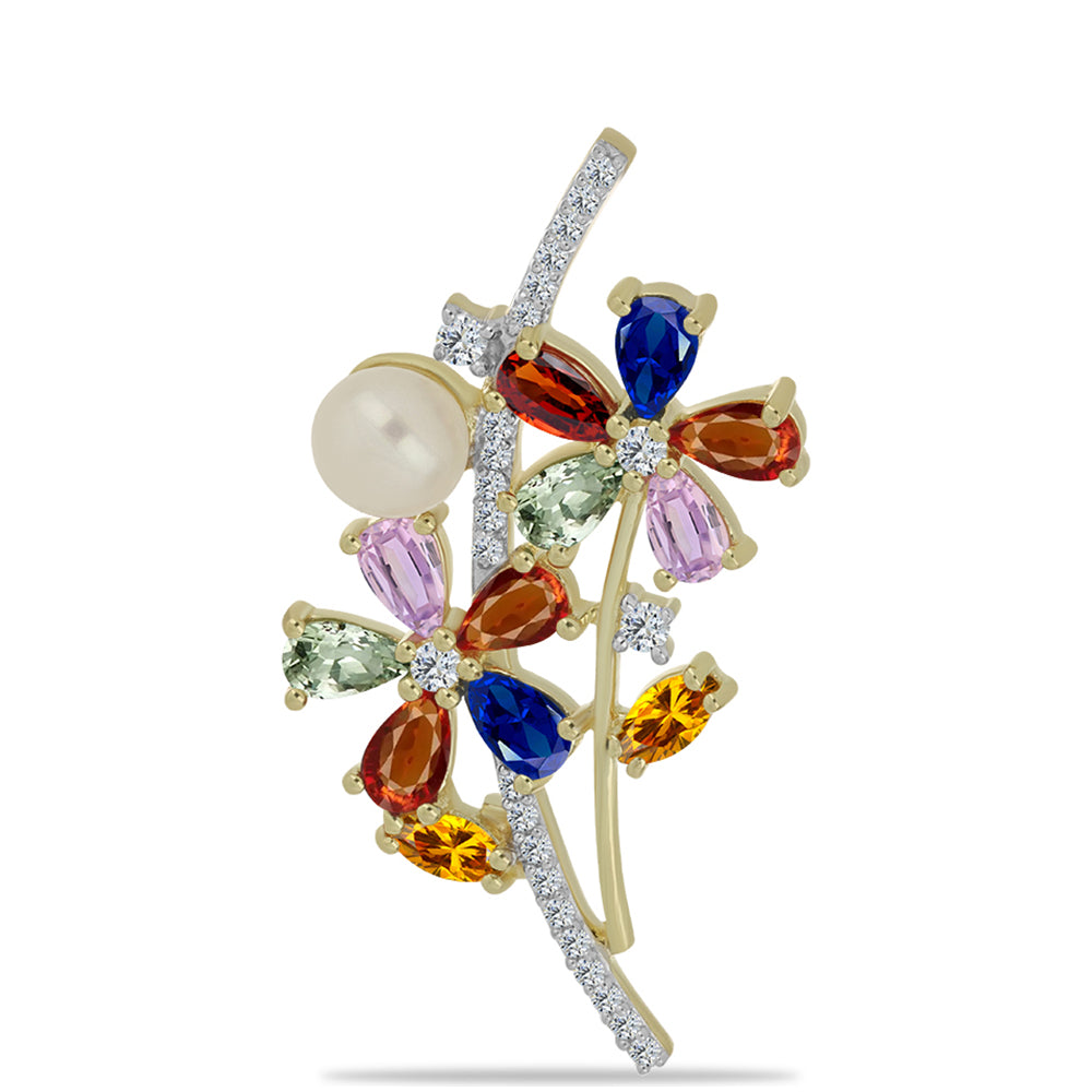 Alfinete de Prata com Banho de Ouro com Safira Arco-íris de Rosebery  Contraste: Cabeca de Veado (800) 1 