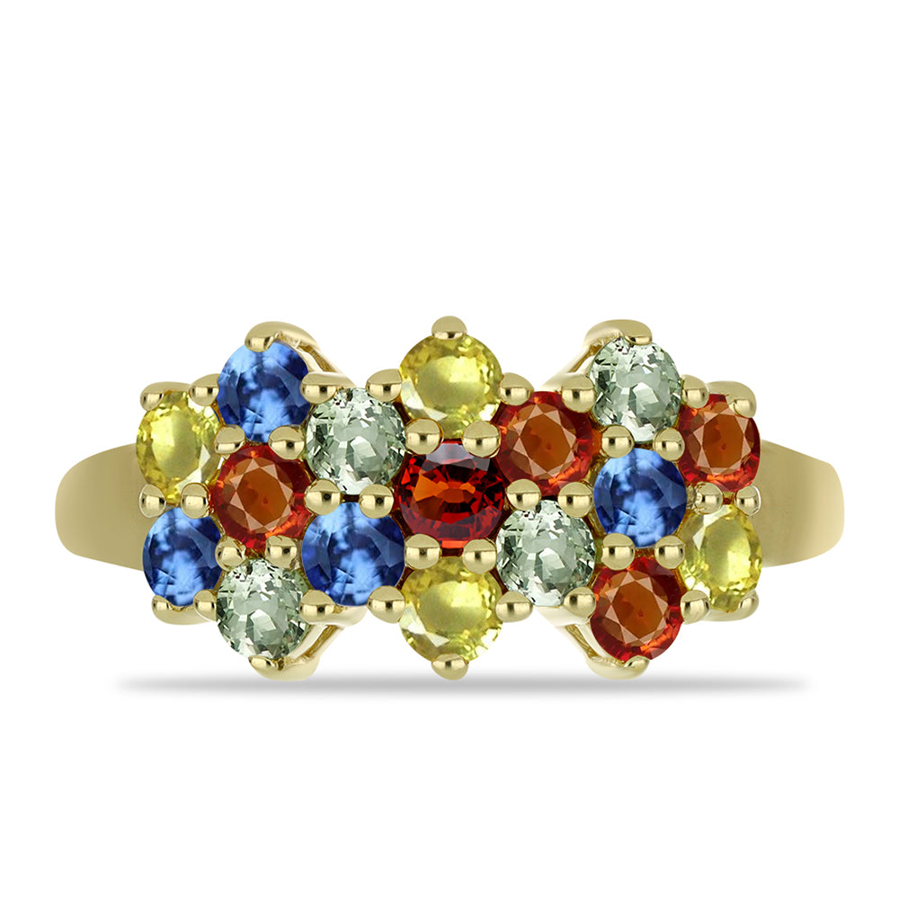 Anel de Prata com Banho de Ouro com Safira Arco-íris de Rosebery  Contraste: Cabeca de Veado (800) 1 