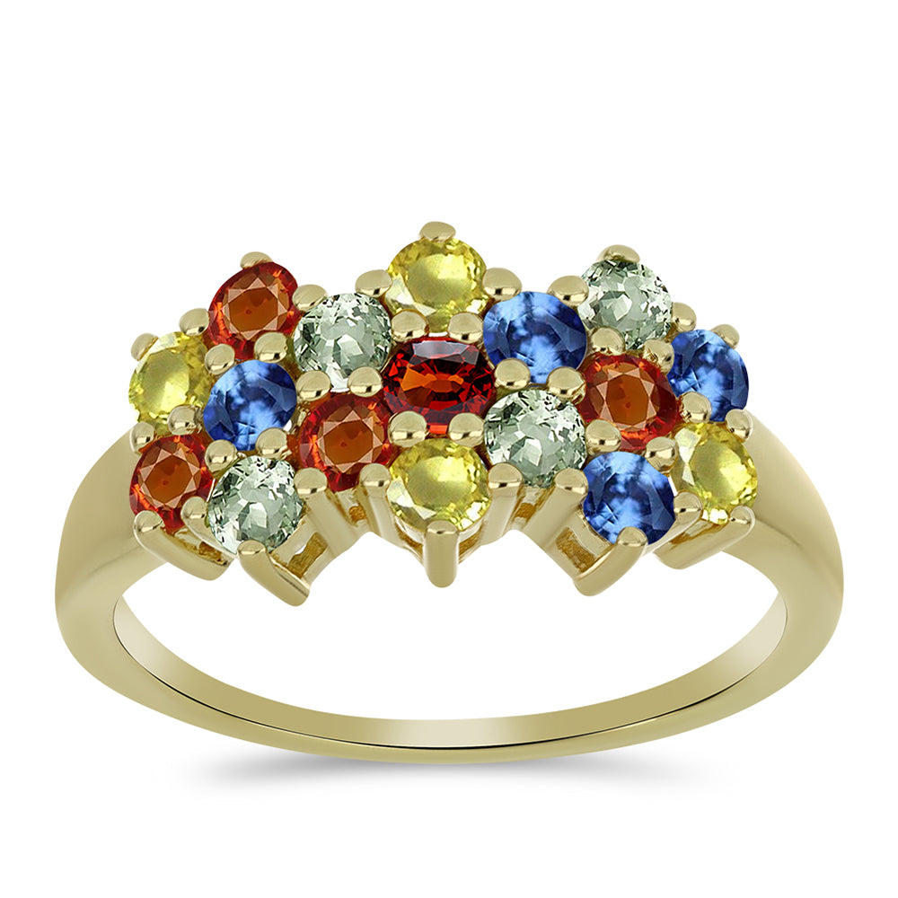 Anel de Prata com Banho de Ouro com Safira Arco-íris de Rosebery  Contraste: Cabeca de Veado (800) 3 