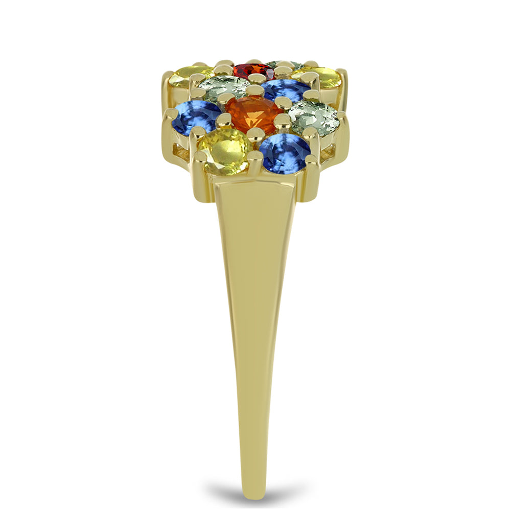 Anel de Prata com Banho de Ouro com Safira Arco-íris de Rosebery  Contraste: Cabeca de Veado (800) 4 