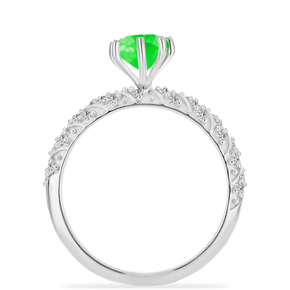 Anel de Prata com Opala Hialite e Topázio Branco