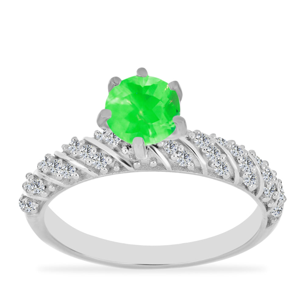 Anel de Prata com Opala Hialite e Topázio Branco 3 