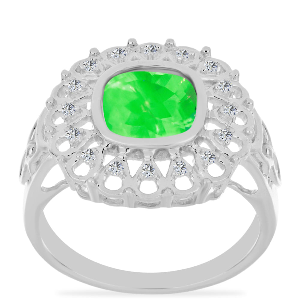 Anel de Prata com Opala Hialite e Topázio Branco  Contraste: Cabeca de Veado (800) 3 