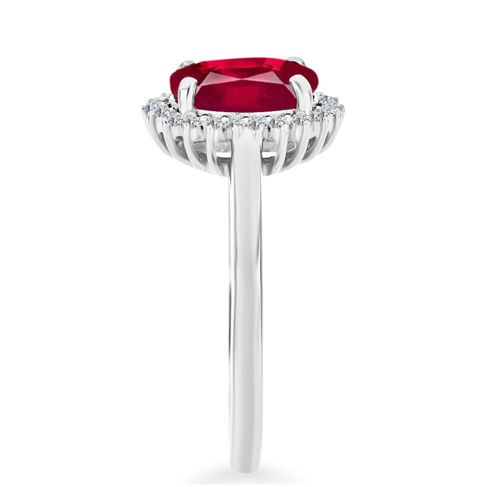 Anel de Prata com Rubi de Madagáscar e Diamante Branco 4 
