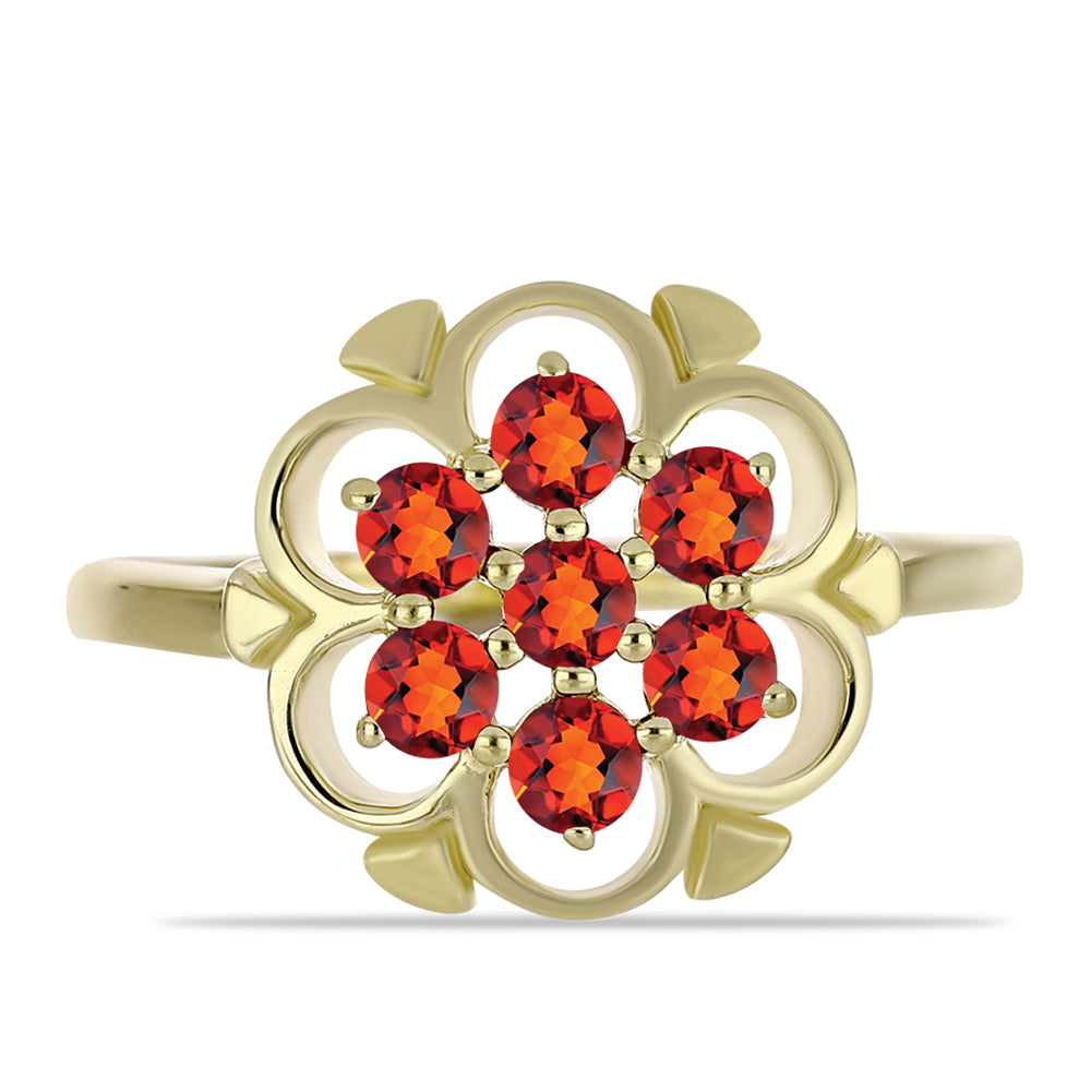 Anel de Prata com Banho de Ouro com Citrino Madeira  Contraste: Cabeca de Veado (800) 1 