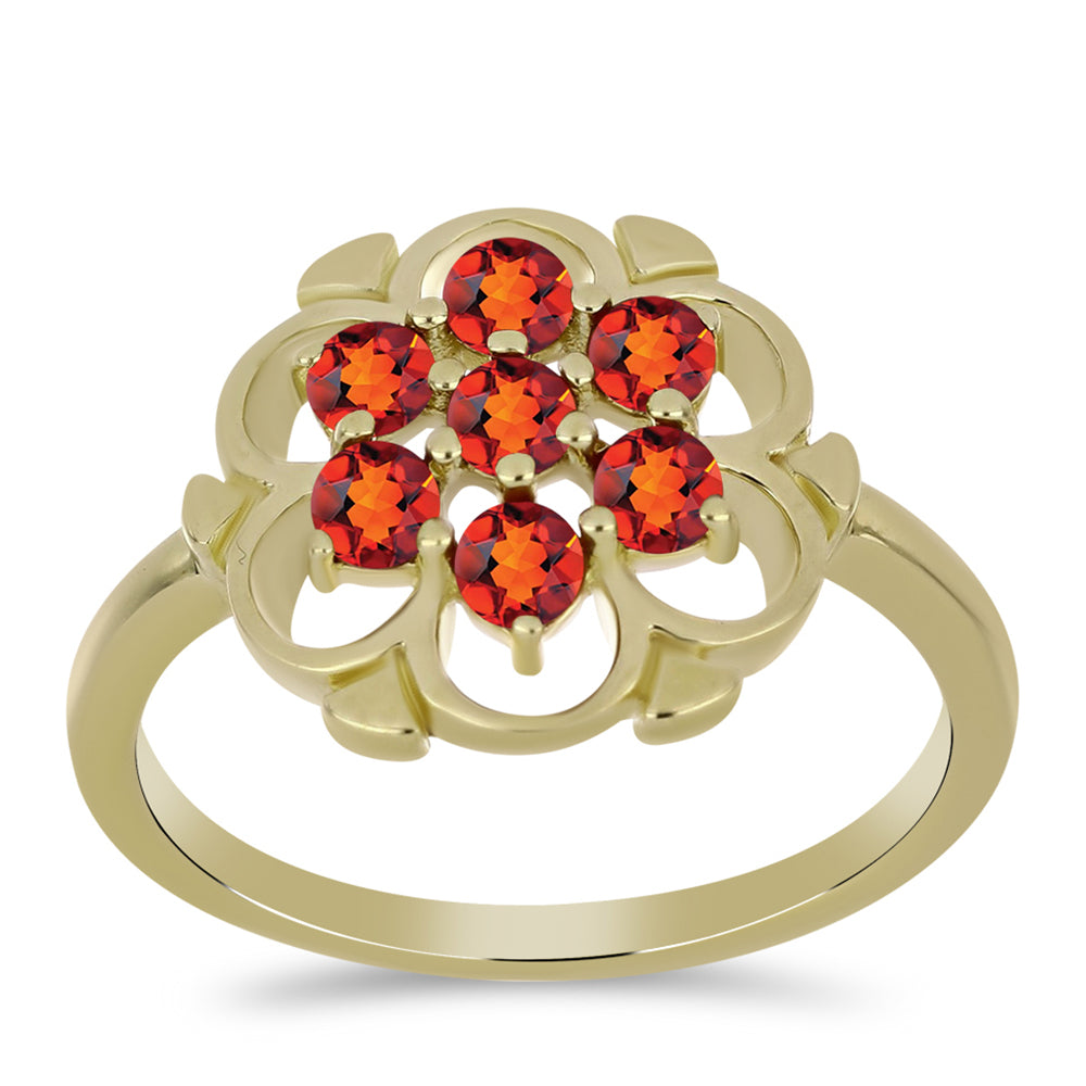 Anel de Prata com Banho de Ouro com Citrino Madeira  Contraste: Cabeca de Veado (800) 3 