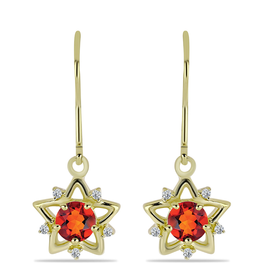 Brincos de Prata com Banho de Ouro com Citrino Madeira e Topázio Branco 1 