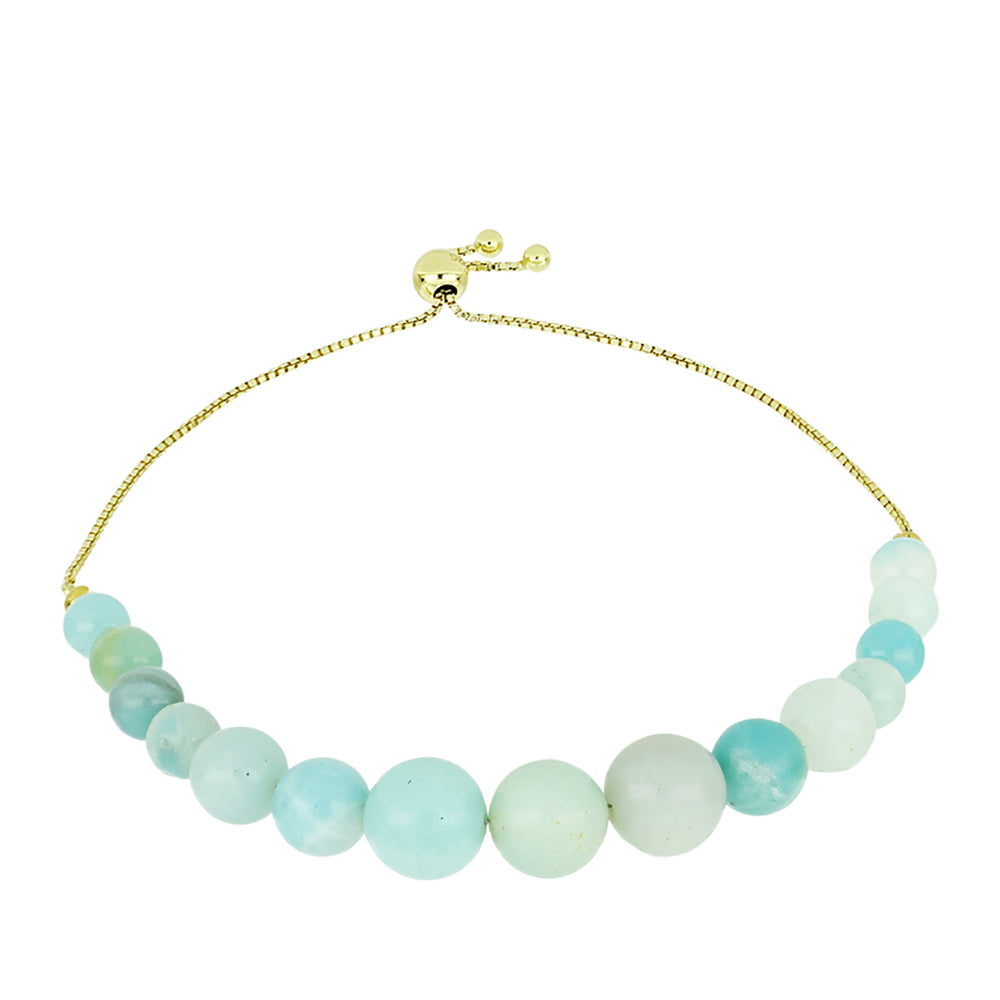 Pulseira de Prata com Banho de Ouro com Amazonita 1 