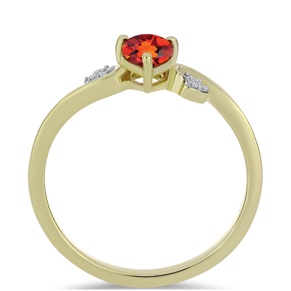 Anel de Prata com Banho de Ouro com Citrino Madeira e Topázio Branco