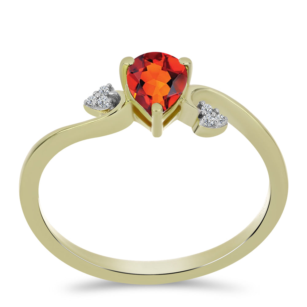 Anel de Prata com Banho de Ouro com Citrino Madeira e Topázio Branco