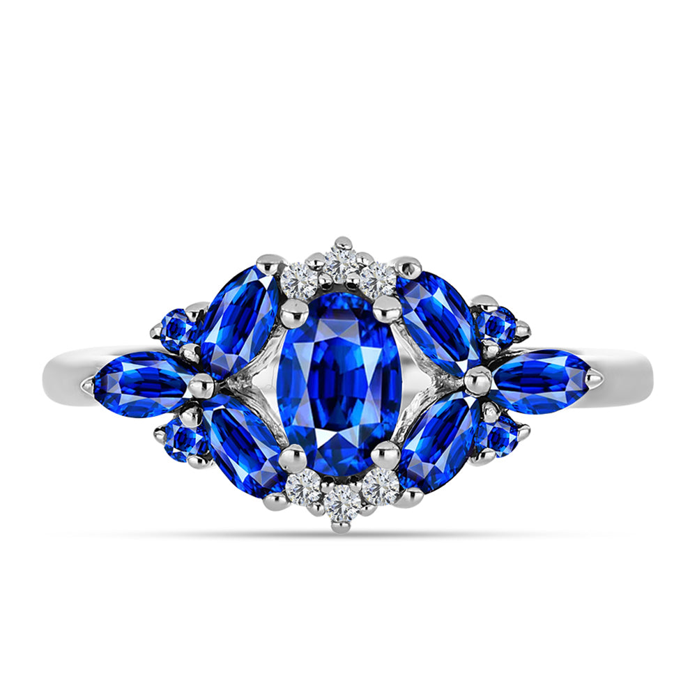 Anel de Prata com Safira Azul Australiana e Topázio Branco 1 