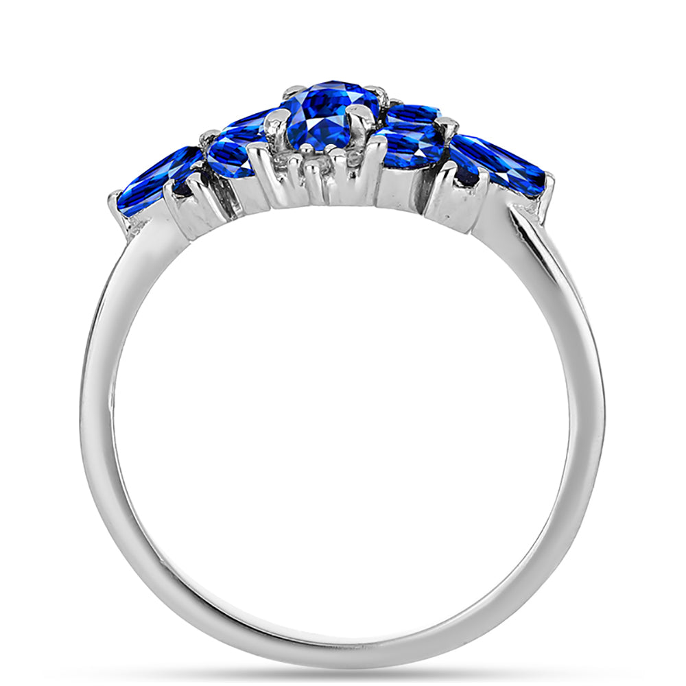 Anel de Prata com Safira Azul Australiana e Topázio Branco