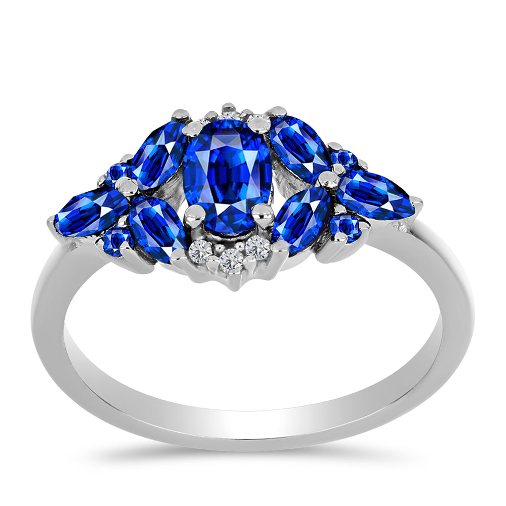 Anel de Prata com Safira Azul Australiana e Topázio Branco