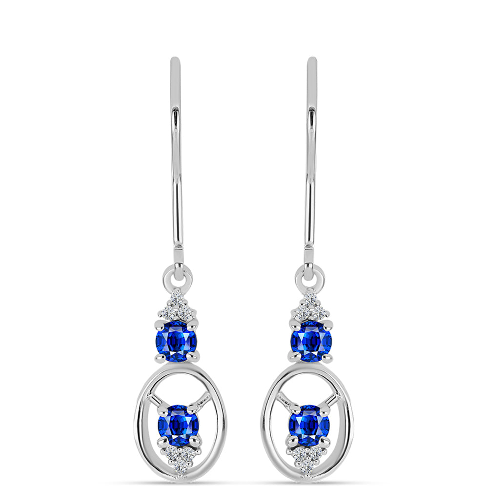 Brincos de Prata com Safira Azul Australiana e Topázio Branco